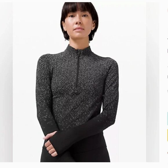 Lululemon Rest Less Cropped 1/2 Zip Herringbone Fade Black size 8 - Picture 2 of 10